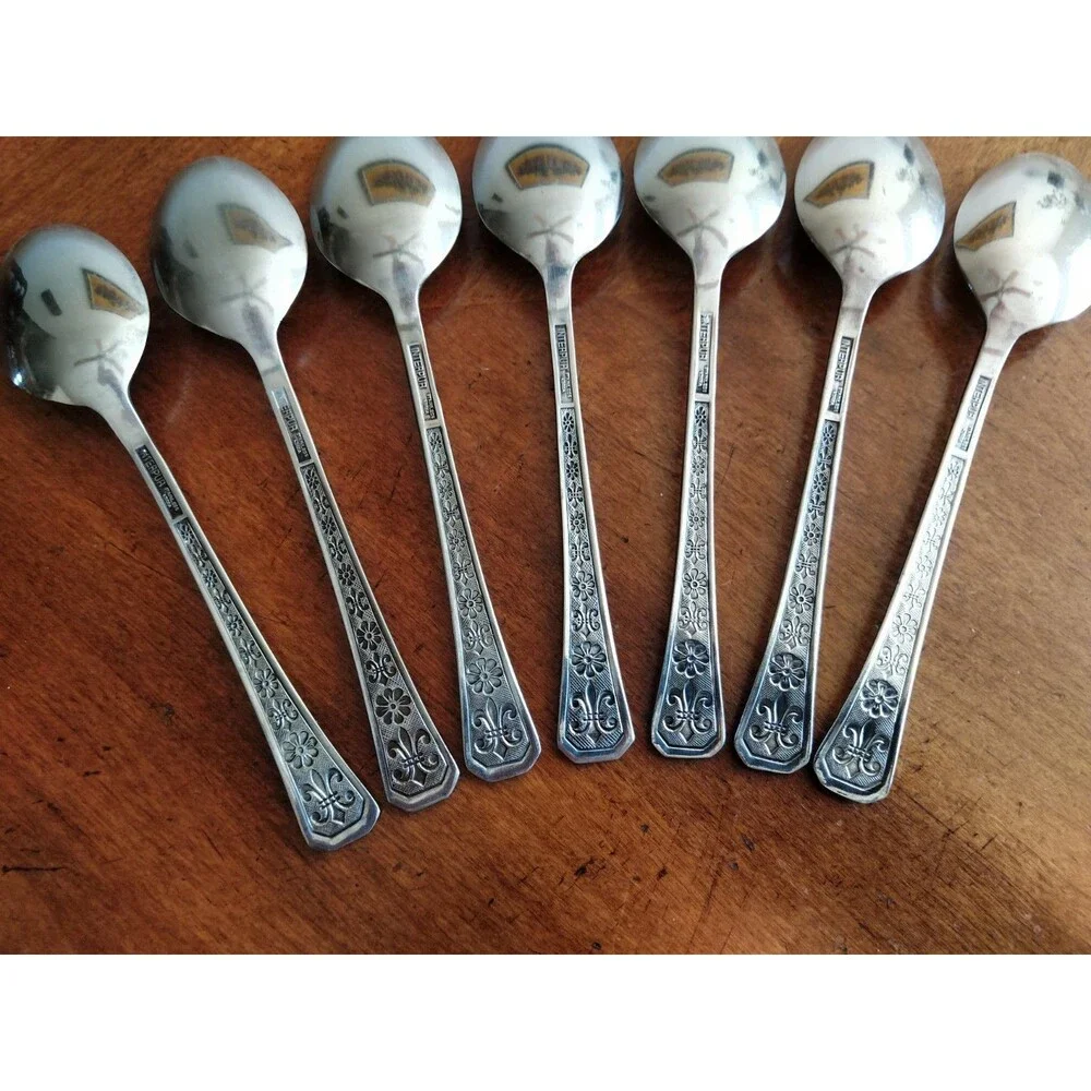 Interpur FLORENZ Stainless Flatware MCM Korea Lot 7x Table Dinner Spoon 7.25